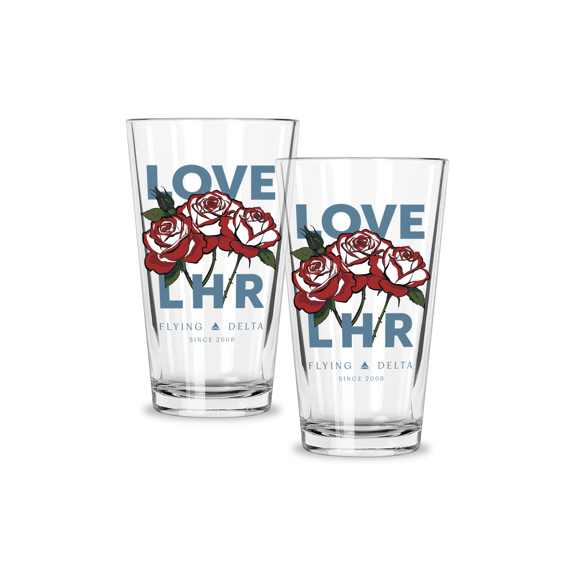 Hub Love LHR Pint Glasses - Set of 2