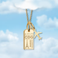 Paris CDG Mini Tag Charm Necklace