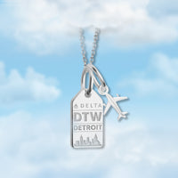 Detroit DTW Mini Tag Charm Necklace