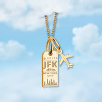 New York JFK Mini Tag Charm Necklace