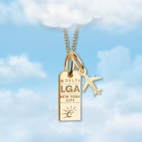 New York LGA Mini Tag Charm Necklace
