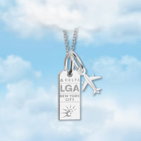 New York LGA Mini Tag Charm Necklace